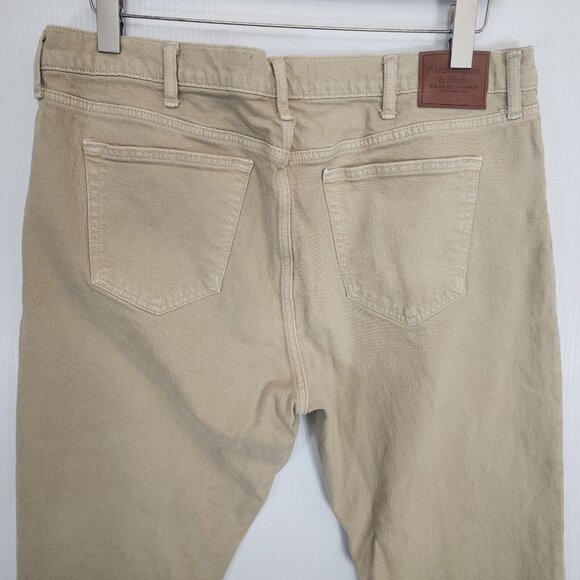 Abercrombie‎ & Fitch Jeans Mens 40x30 Tan Khaki AF Vintage Stretch 90s Straight - Picture 6 of 13